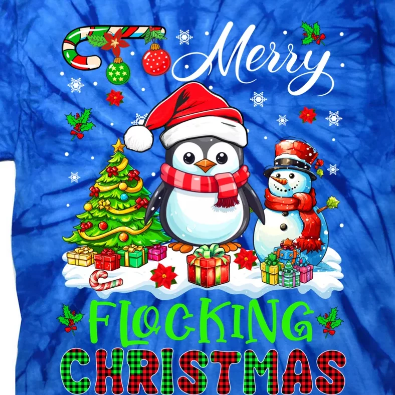 Merry Flocking Christmas Santa Penguin Xmas Symbols Snow Gift Tie-Dye T-Shirt