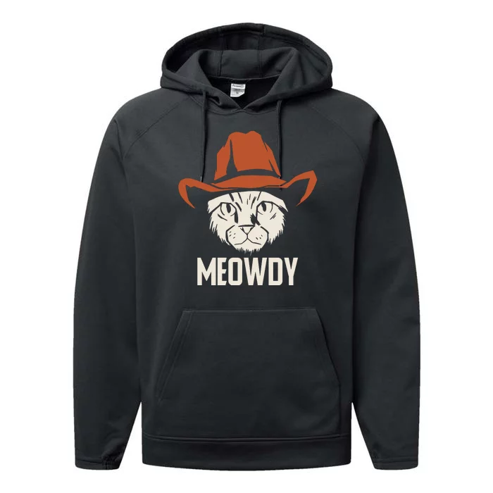 Meowdy Funny Cat Cowboy Performance Fleece Hoodie