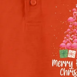 Merry Flocking Christmas Tree Flamingo Lover Wading Bird Great Gift Dry Zone Grid Performance Polo