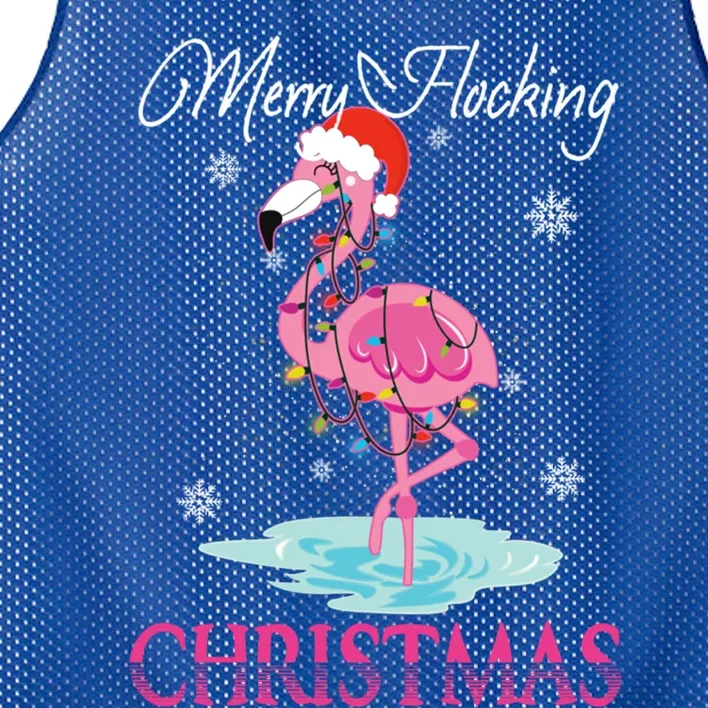 Merry Flocking Christmas Tropical Florida Flamingo Christmas Gift Mesh Reversible Basketball Jersey Tank