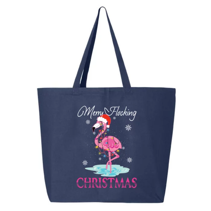 Merry Flocking Christmas Tropical Florida Flamingo Christmas Gift 25L Jumbo Tote