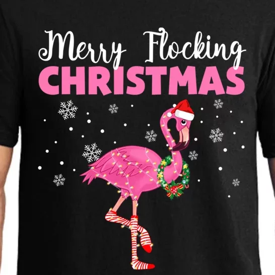 Merry Flocking Christmas Tropical Florida Flamingo Christmas Gift Pajama Set