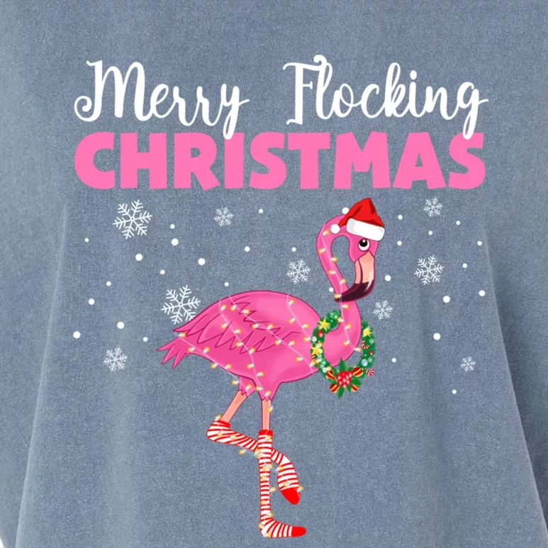 Merry Flocking Christmas Tropical Florida Flamingo Christmas Gift Garment-Dyed Women's Muscle Tee