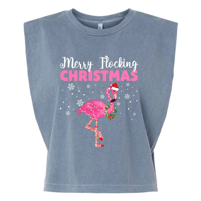 Merry Flocking Christmas Tropical Florida Flamingo Christmas Gift Garment-Dyed Women's Muscle Tee