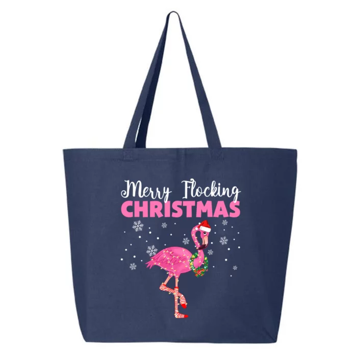 Merry Flocking Christmas Tropical Florida Flamingo Christmas Gift 25L Jumbo Tote