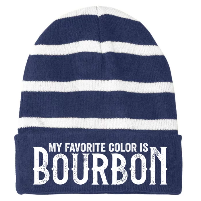 My Favorite Color Is Bourbon Striped Beanie with Solid Band