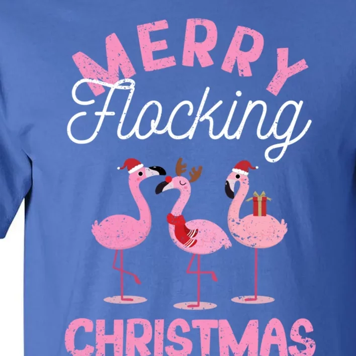 Merry Flocking Christmas Tropical Florida Flamingo Xmas Pjs Cute Gift Tall T-Shirt