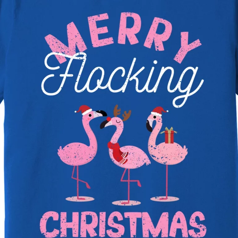 Merry Flocking Christmas Tropical Florida Flamingo Xmas Pjs Cute Gift Premium T-Shirt