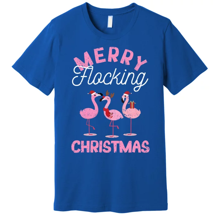 Merry Flocking Christmas Tropical Florida Flamingo Xmas Pjs Cute Gift Premium T-Shirt