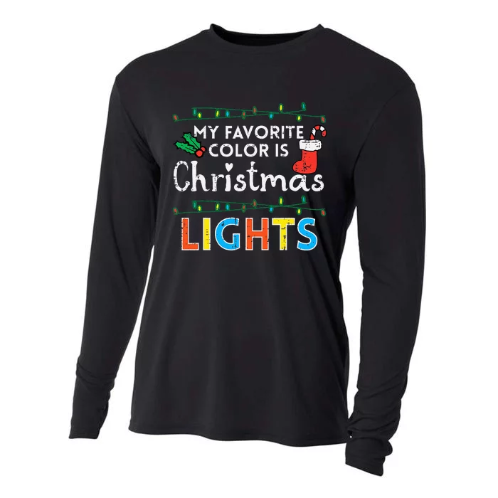 My Favorite Color Is Christmas Lights Xmas Holidays Cooling Performance Long Sleeve Crew