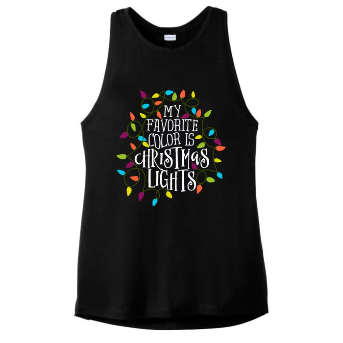 My Favorite Color Is Christmas Lights Ladies Tri-Blend Wicking Tank