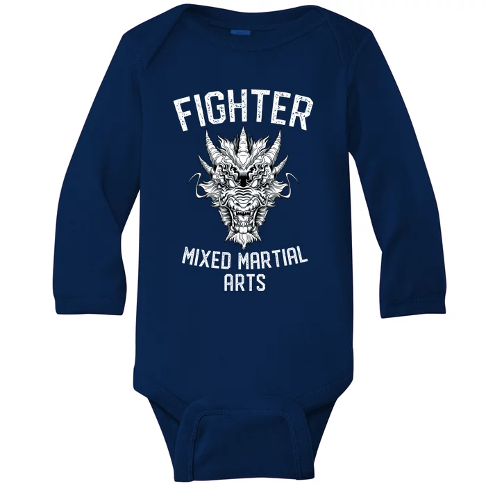 Mma Fighter Dragon Mixed Martial Arts Gift Baby Long Sleeve Bodysuit