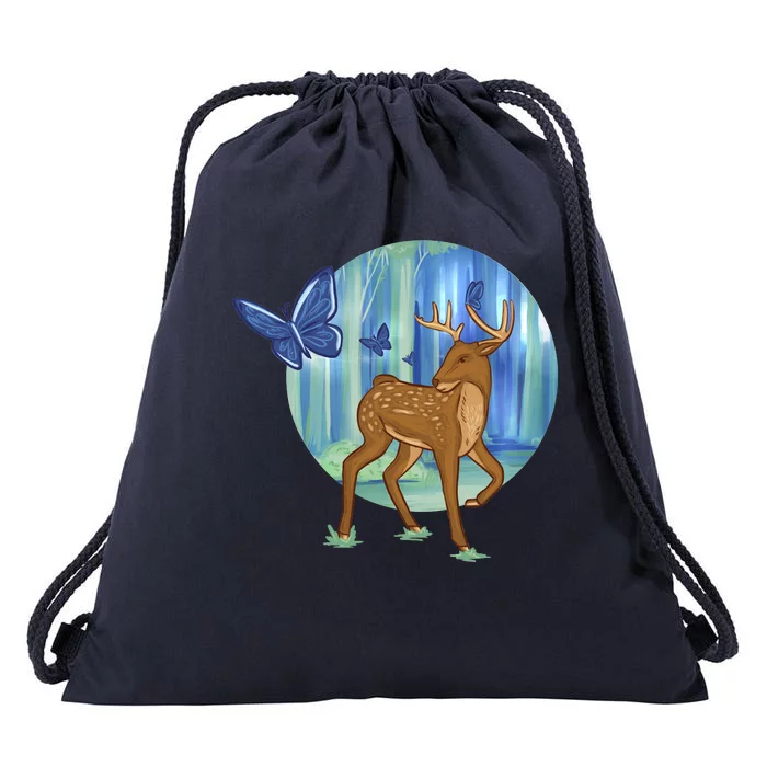 Magic Forest Deer Drawstring Bag