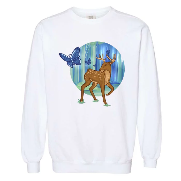 Magic Forest Deer Garment-Dyed Sweatshirt