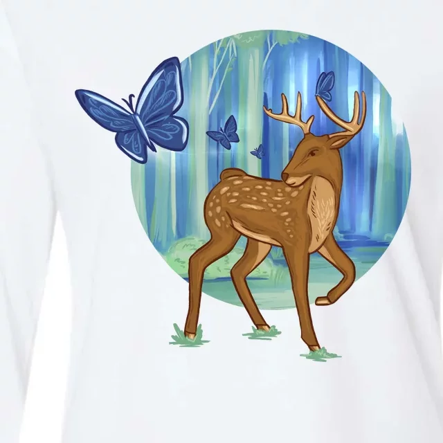 Magic Forest Deer Womens Cotton Relaxed Long Sleeve T-Shirt