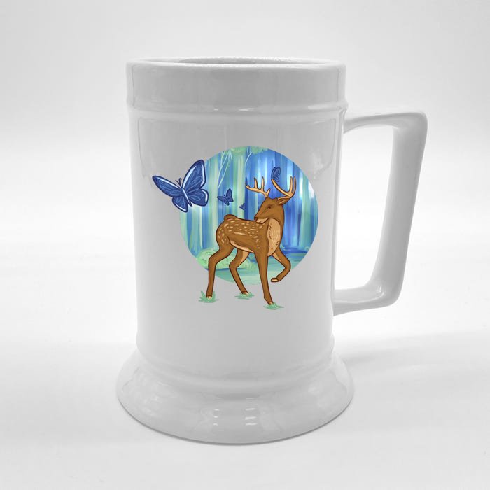 Magic Forest Deer Front & Back Beer Stein