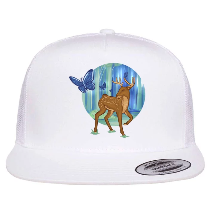 Magic Forest Deer Flat Bill Trucker Hat