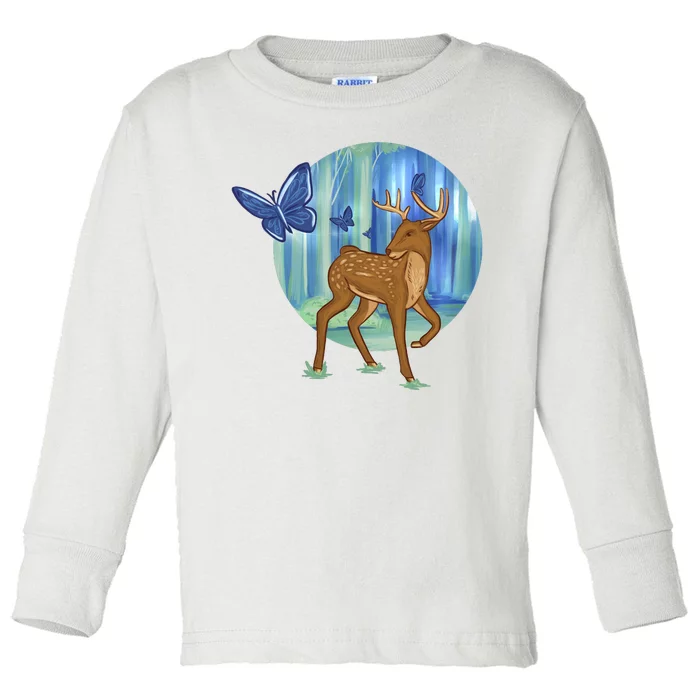 Magic Forest Deer Toddler Long Sleeve Shirt