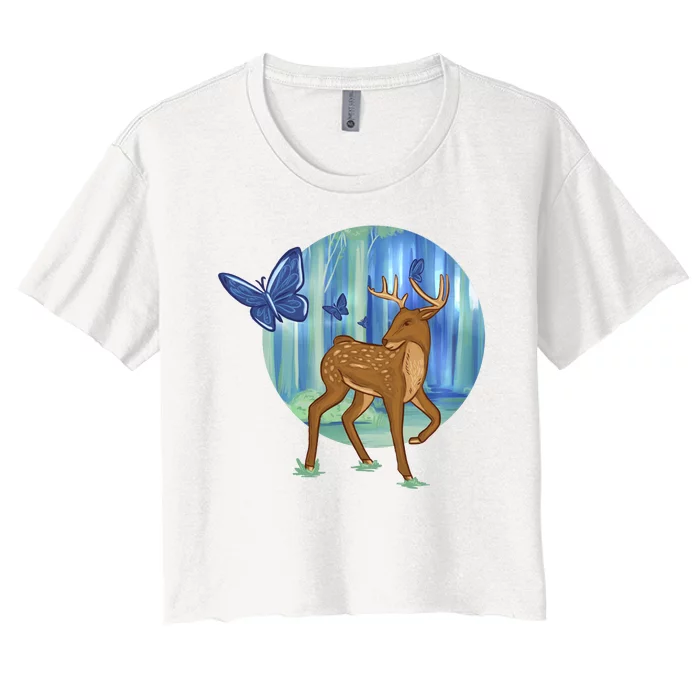 Magic Forest Deer Women's Crop Top Tee