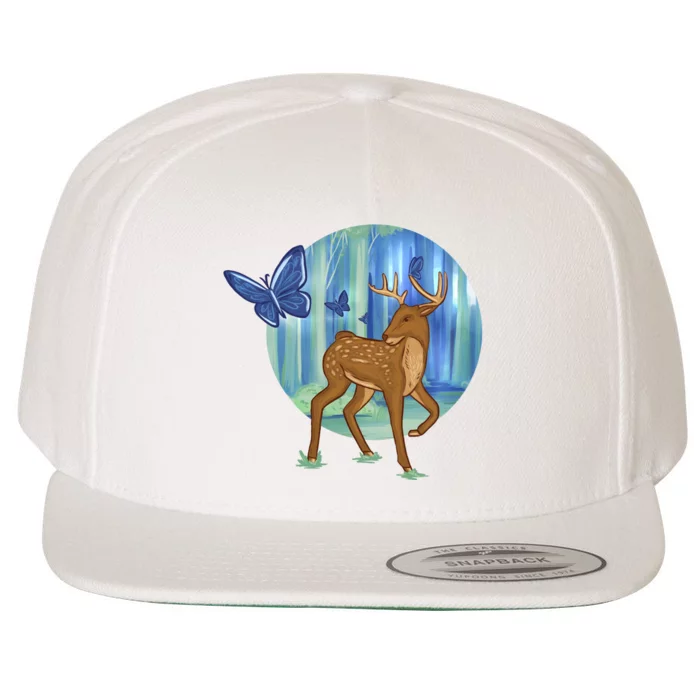 Magic Forest Deer Wool Snapback Cap