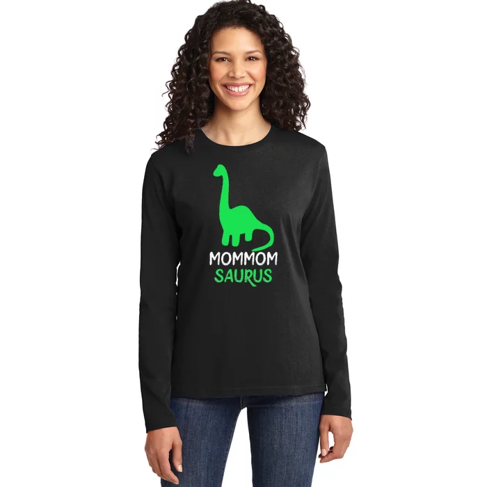 MomMomSaurus Funny Dinosaur MomMom Ladies Long Sleeve Shirt