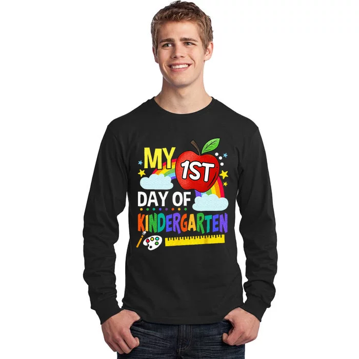 My First Day Of Kindergarten Funny Colorful Rainbow Tall Long Sleeve T-Shirt