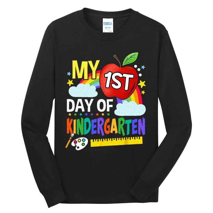 My First Day Of Kindergarten Funny Colorful Rainbow Tall Long Sleeve T-Shirt