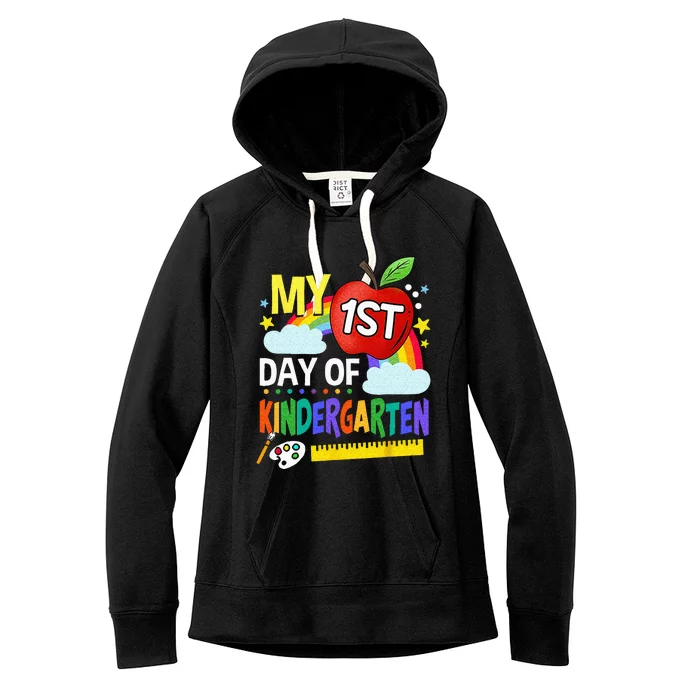 My First Day Of Kindergarten Funny Colorful Rainbow Women's Fleece Hoodie