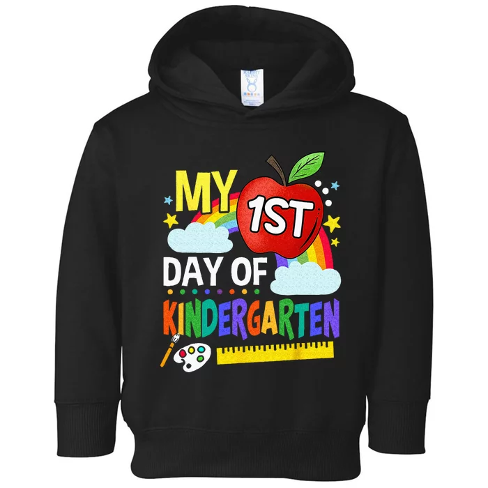 My First Day Of Kindergarten Funny Colorful Rainbow Toddler Hoodie