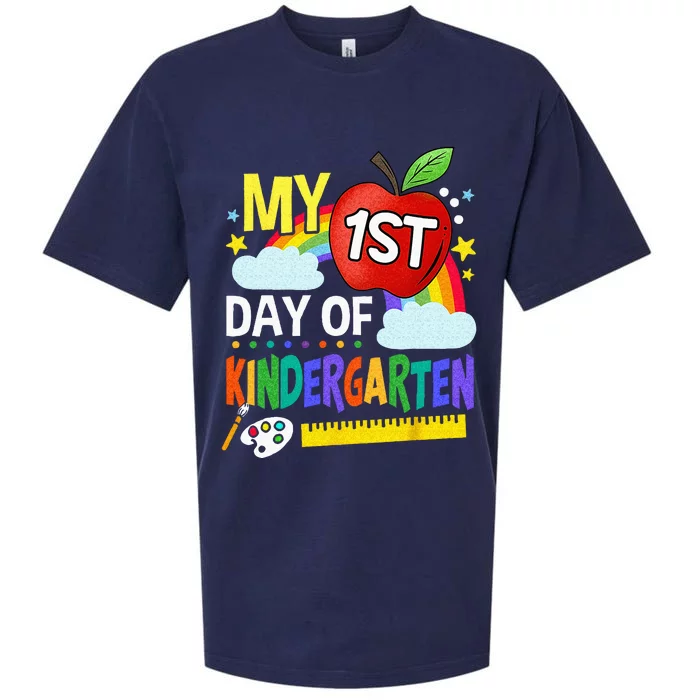 My First Day Of Kindergarten Funny Colorful Rainbow Sueded Cloud Jersey T-Shirt