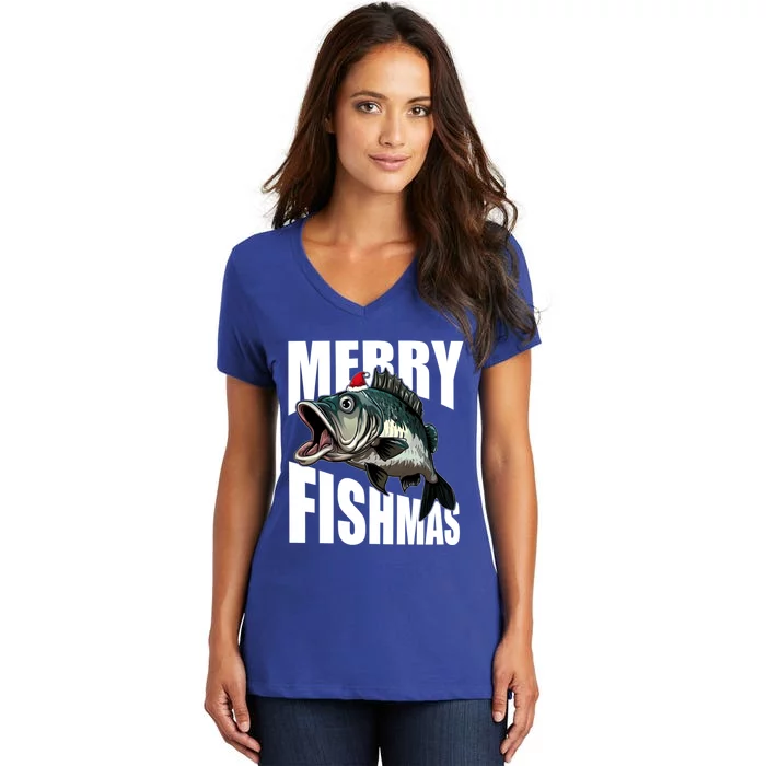 Merry Fishmas Delight: Reel In The Festive Fun! Great Gift Women's V-Neck T-Shirt