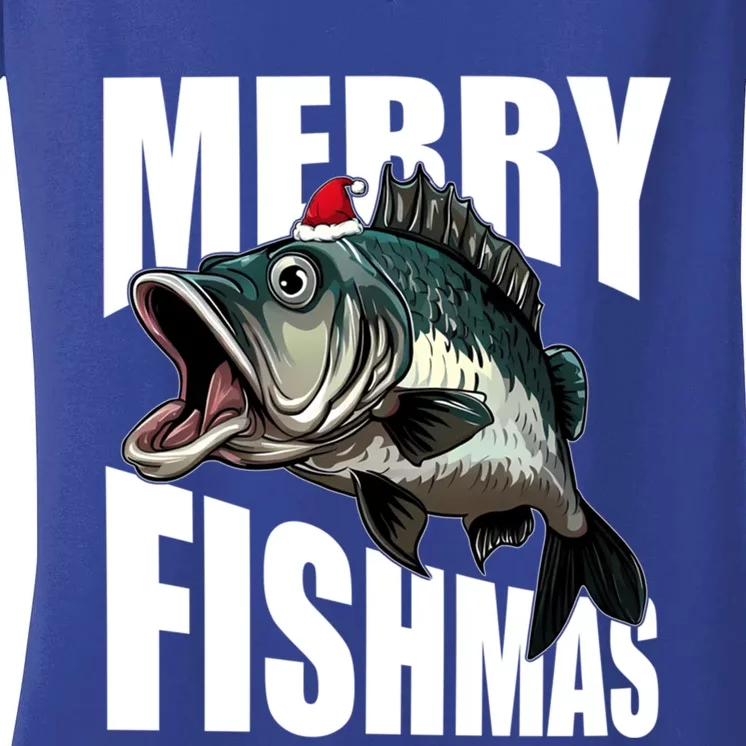 Merry Fishmas Delight: Reel In The Festive Fun! Great Gift Women's V-Neck T-Shirt