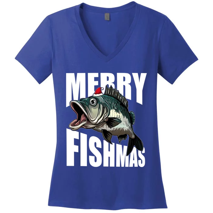 Merry Fishmas Delight: Reel In The Festive Fun! Great Gift Women's V-Neck T-Shirt