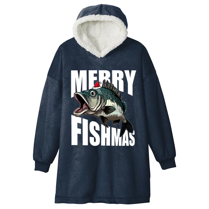 Merry Fishmas Delight: Reel In The Festive Fun! Great Gift Hooded Wearable Blanket