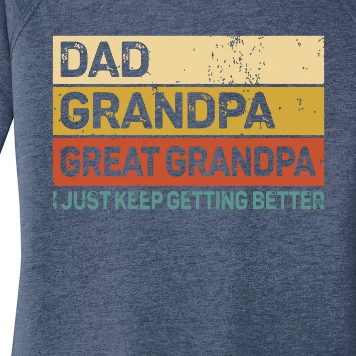 Men Fathers Day Gift From Grandkids Dad Grandpa Great Grandpa Women's Perfect Tri Tunic Long Sleeve Shirt