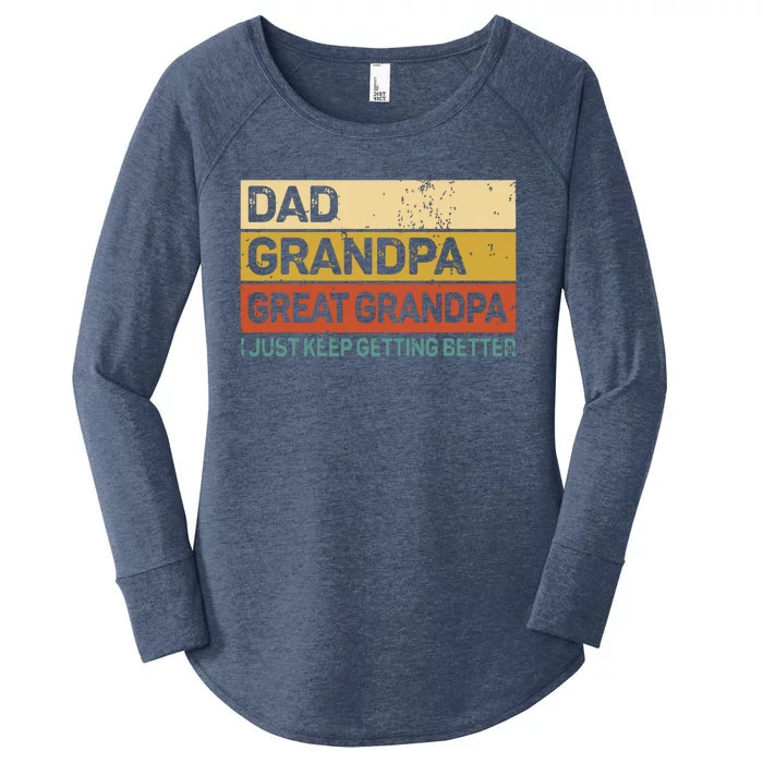 Men Fathers Day Gift From Grandkids Dad Grandpa Great Grandpa Women's Perfect Tri Tunic Long Sleeve Shirt