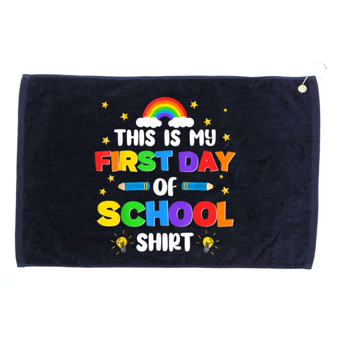 My First Day Of School PreK Preschool Kindergarten 1st Grade Grommeted Golf Towel