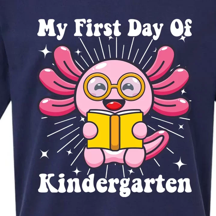 My First Day Of Kindergarten Axolotl Girls 1st Day Of School Sueded Cloud Jersey T-Shirt