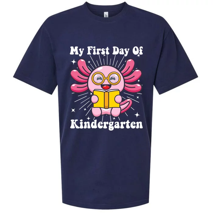 My First Day Of Kindergarten Axolotl Girls 1st Day Of School Sueded Cloud Jersey T-Shirt