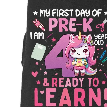 My First Day Of Prek IM 4 Years Old And Ready To Learn Gift Doggie 3-End Fleece Hoodie