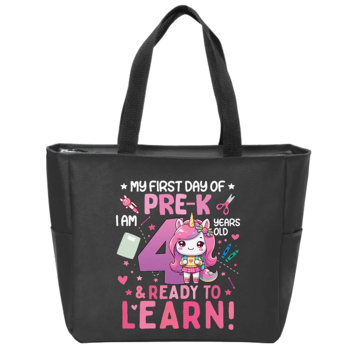 My First Day Of Prek IM 4 Years Old And Ready To Learn Gift Zip Tote Bag