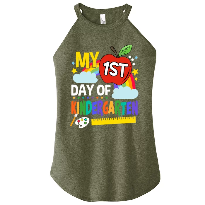 My First Day Of Kindergarten Funny Colorful Rainbow Women’s Perfect Tri Rocker Tank