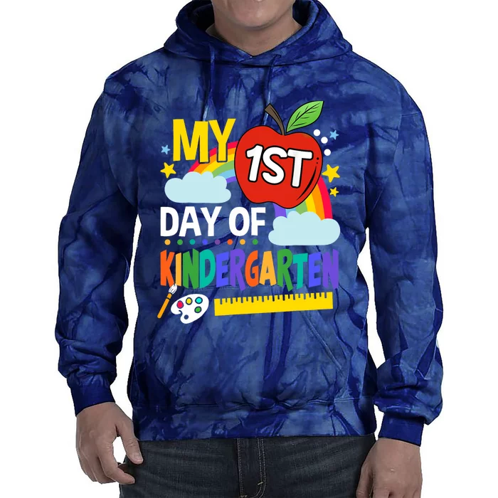 My First Day Of Kindergarten Funny Colorful Rainbow Tie Dye Hoodie