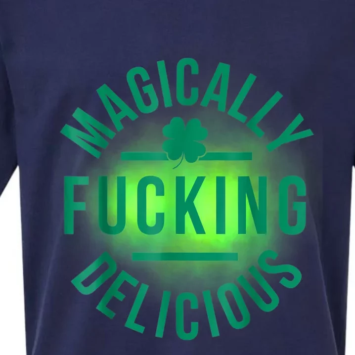 Magically Fucking Delicious Funny Shamrock St. Patrick's Day Sueded Cloud Jersey T-Shirt