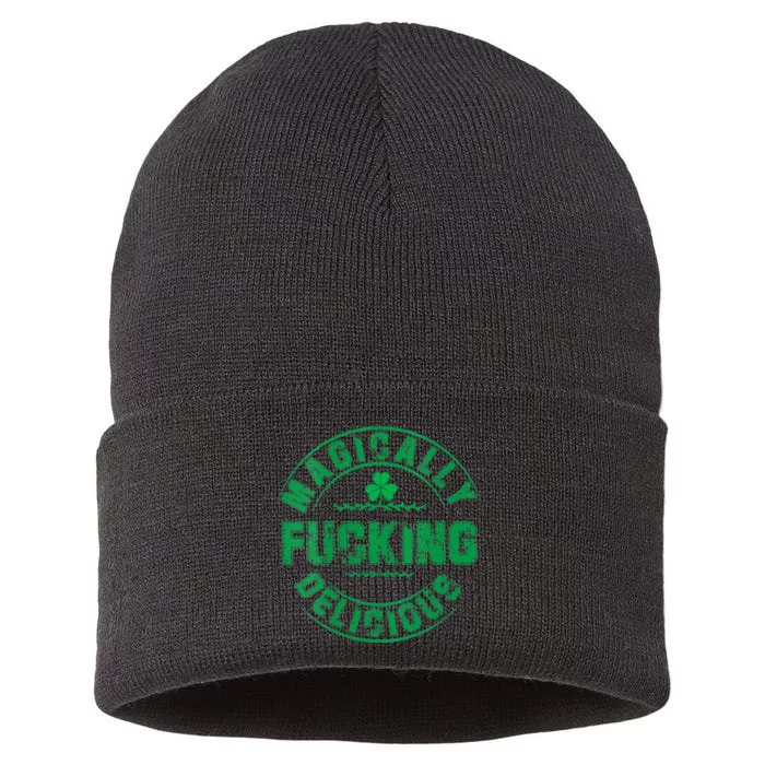 Magically Fucking Delicious St Patricks Day Womens Naughty Sustainable Knit Beanie