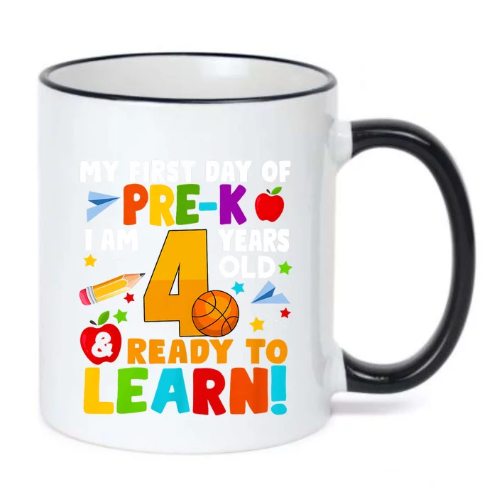 My First Day Of Pre K I Am 4 Years Old First Day Of School Black Color Changing Mug