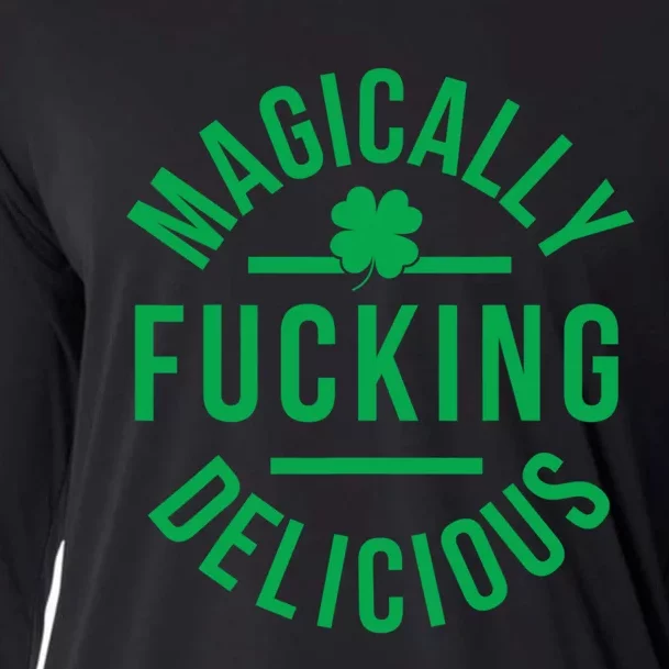 Magically Fucking Delicious Funny St Patricks Day Cooling Performance Long Sleeve Crew