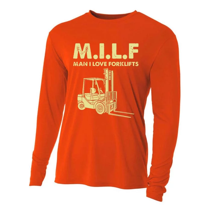 Man Forklift Driver Milf Man I Love Forklift Funny Cooling Performance Long Sleeve Crew