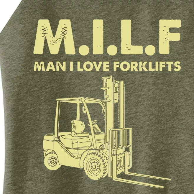 Man Forklift Driver Milf Man I Love Forklift Funny Women’s Perfect Tri Rocker Tank