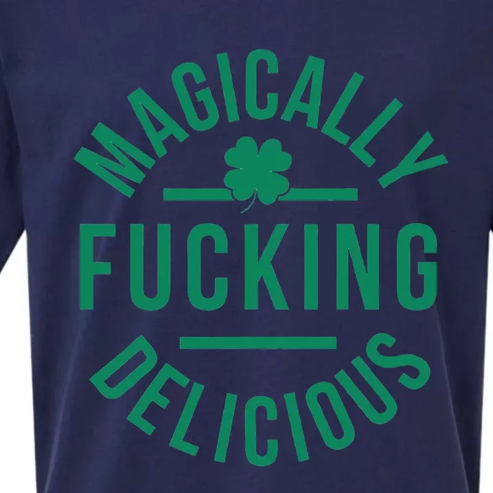 Magically Fucking Delicious Funny Shamrock St. Patrick's Day Sueded Cloud Jersey T-Shirt